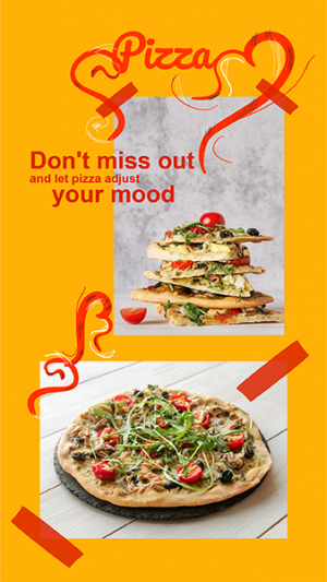 Don&#039;t miss your pizza social media story with yellow background