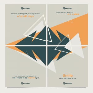 Social media post with geometric shapes and orange color