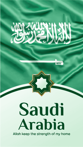 Booking flights to Saudi Arabia green story design template