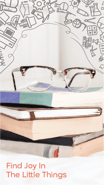 Eye glasses with books story template on social media