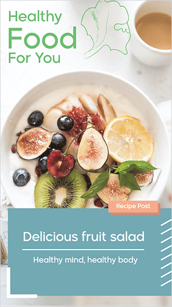 Healthy fruit salad editable story template