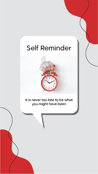 Self reminder quote with alarm clock on a story template