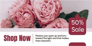 Flowery twitter post for shopping app with special quote