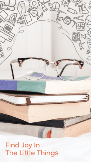 Eye glasses with books story template on social media