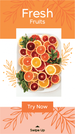 Fresh fruits story template with orange color