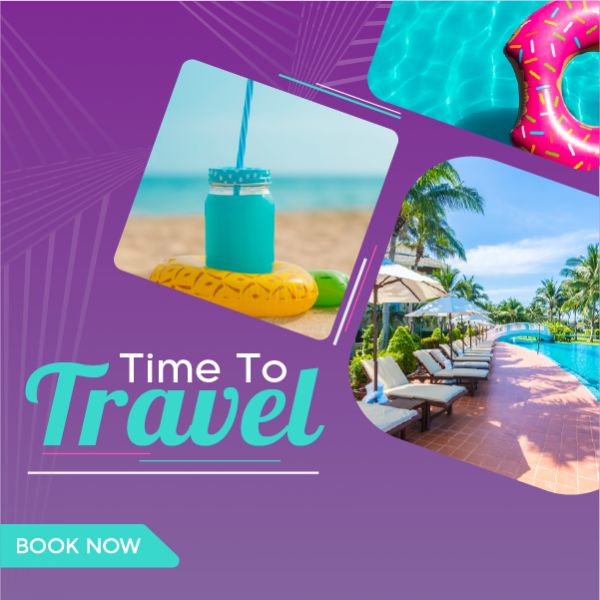 It&#039;s time to travel editable Instagram post design template