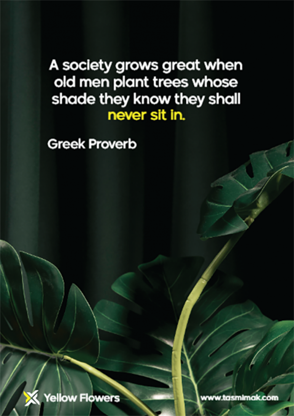 Green nature with Greek proverb poster design
