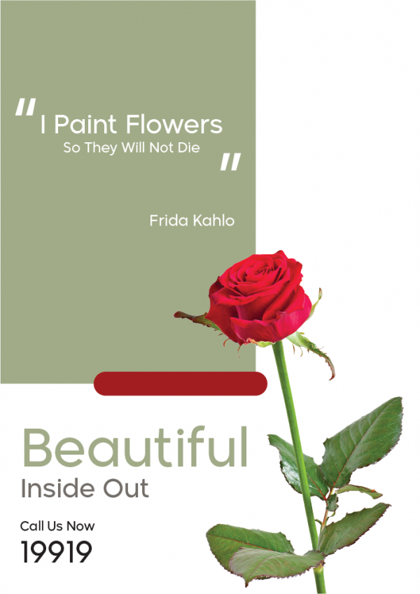 Branding | advertisement poster template with a red flower