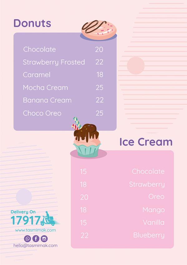 Dessert vector menu design with dessert background