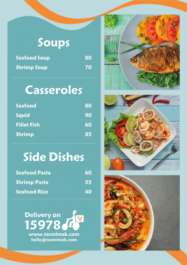 Seafood restaurant editable menu design