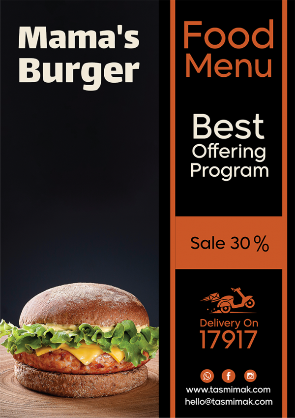 Best hamburger menu design templates with food shapes