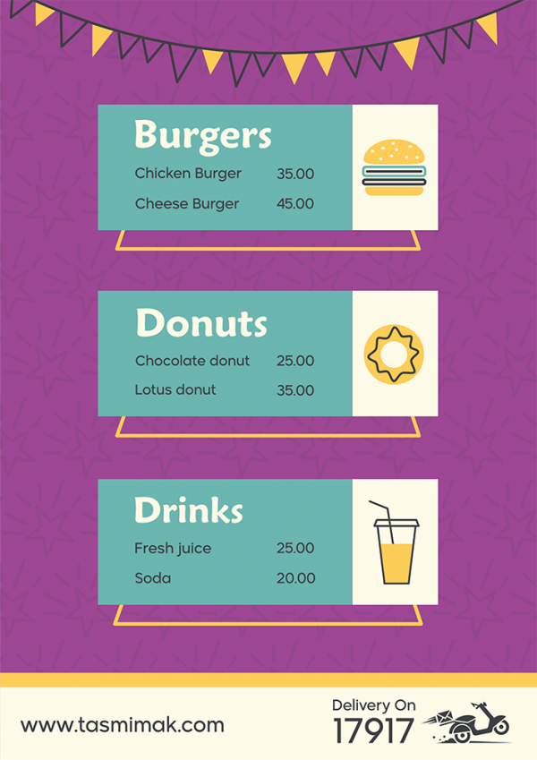 Restaurant and cafe vector menu design with stars background