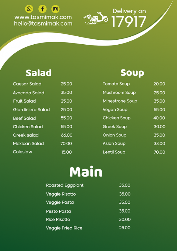 Vegan menu design editable template with green color