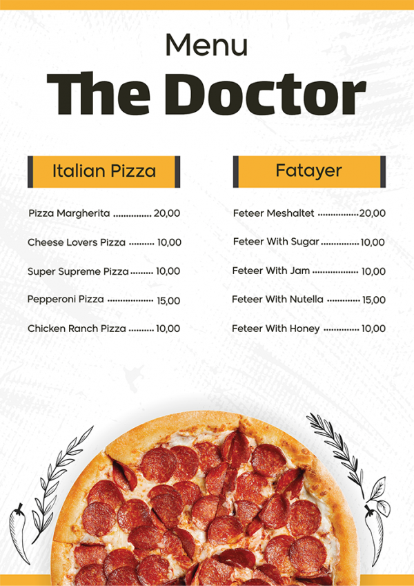 Modern pizza menu design templates with creative background