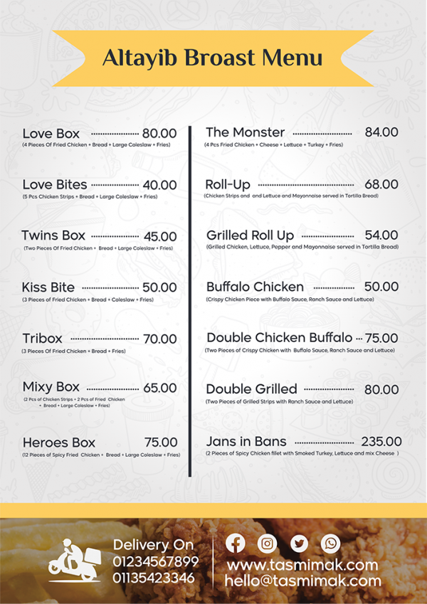 Chicken menu design template easy editable