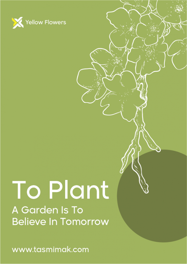 Planting and nature quote on a poster with green background