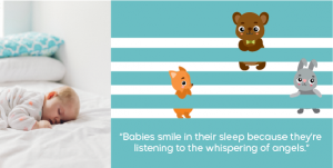 Baby quote with cute animals illustrations on twitter post