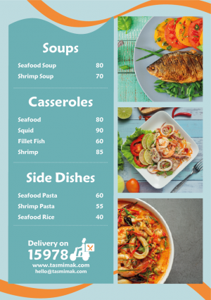 Seafood restaurant editable menu design