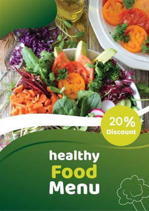 Vegan menu design editable template with green color | salad menu