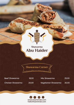 Restaurant menu design with shawarma images