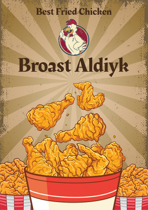 Chicken broast restaurant editable vector menu design