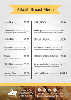 Chicken Menu Design Template Easily Editable