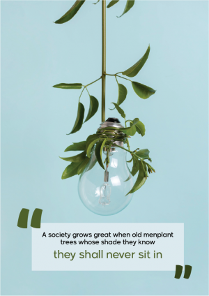 Insightful society quote with a light bulb poster design