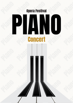  Musical concrete poster design with piano key vector