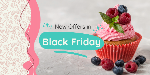 Black Friday offers twitter post design with Cupcake photo