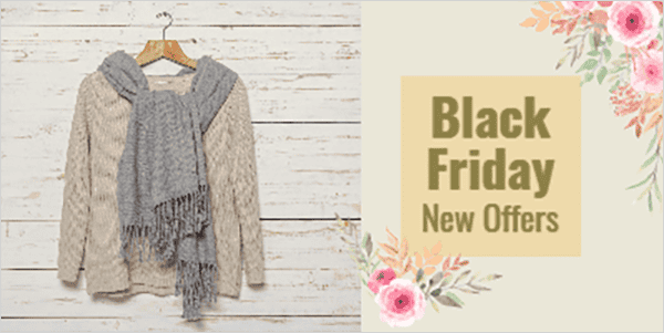 Black Friday offers twitter post template with flowers