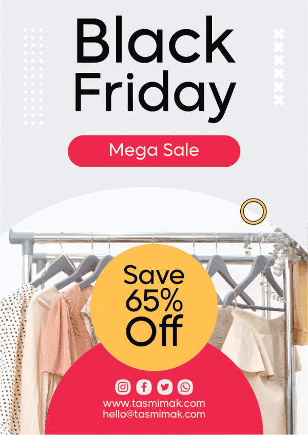 Black Friday sale poster design for fashion