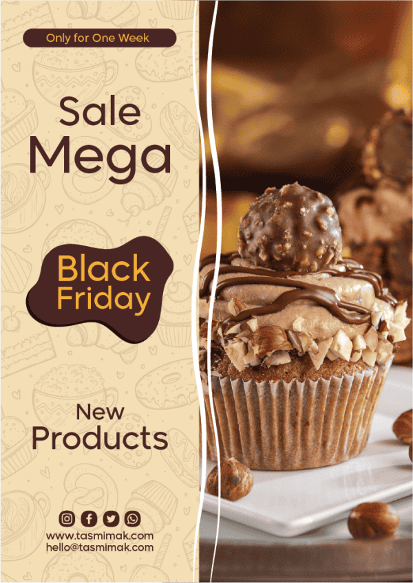  Black Friday dessert poster design with creative background