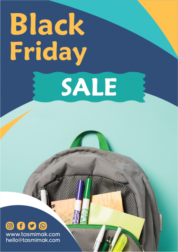 Black Friday sale on school supplies poster design