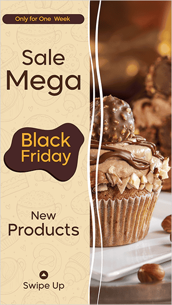 Black Friday dessert sale Facebook story mockup