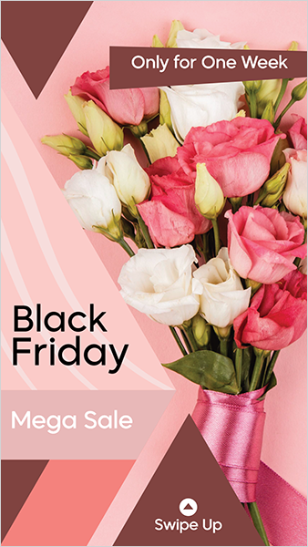 Black Friday sale with flower Instagram story background