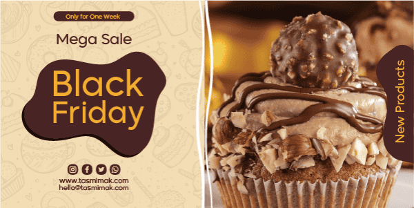 Black Friday offers twitter post with chocolate cupcake 