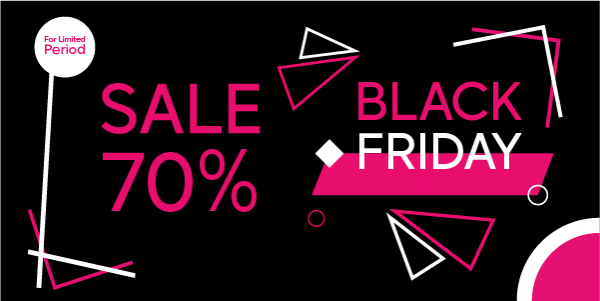 Black Friday sale twitter post with creative shapes