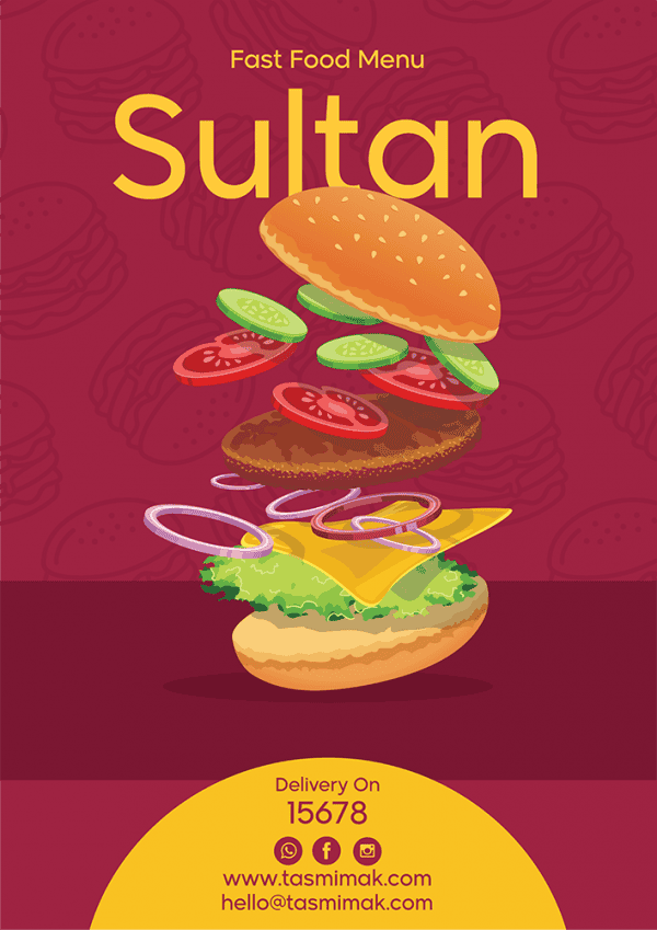 Fast food menu list design with onion slices vector 