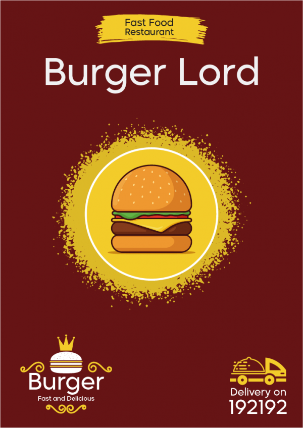 Hamburger | Burger vector menu design with yellow polygons