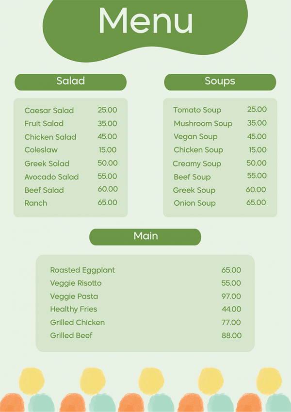 Vegetarian | Vegan restaurant food menu template vectors