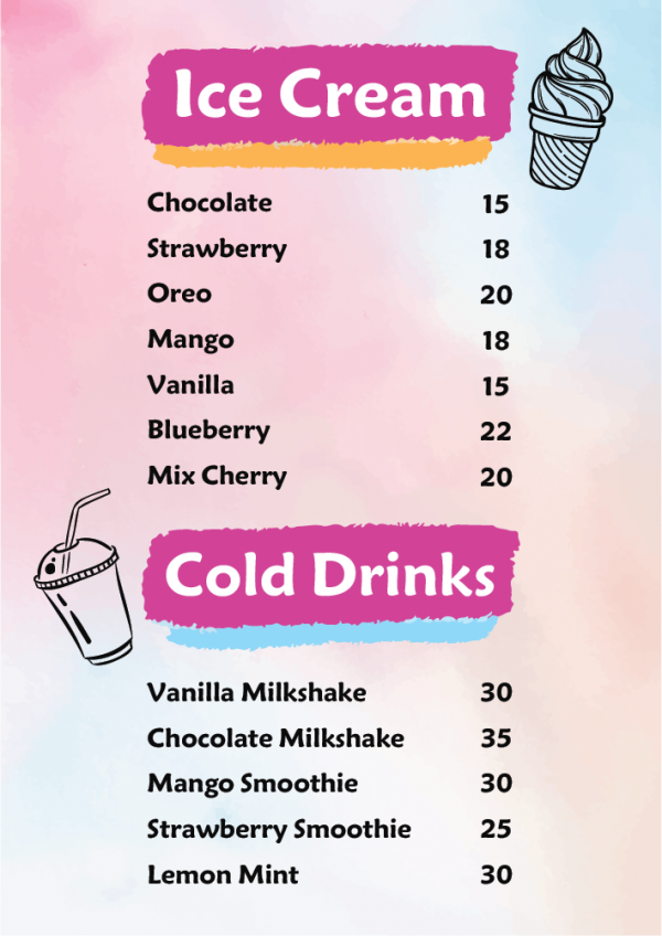 Ice cream menu template | ice cream shop menu ideas
