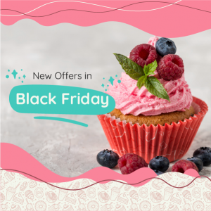 Creative black Friday offers post design with Cupcake photo