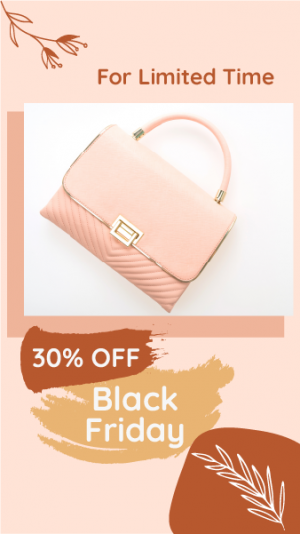 Simple Black Friday off story design template with hand bag 