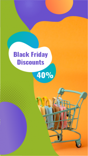 Black Friday Instagram story with polygons and shopping cart