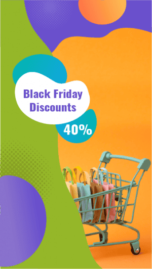 Black Friday Instagram story with polygons and shopping cart