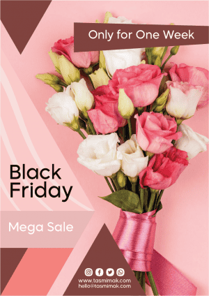 Black Friday floral poster template 