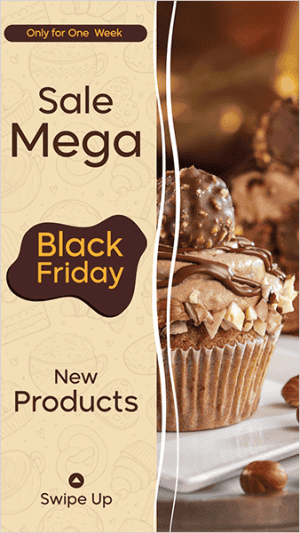 Black Friday dessert sale Facebook story mockup