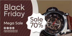 Black Friday twitter post design template with hand watch