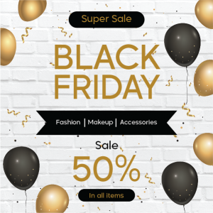 Black Friday Instagram post template with balloon background
