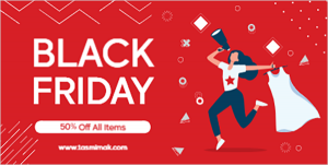 Black Friday twitter post design and woman character